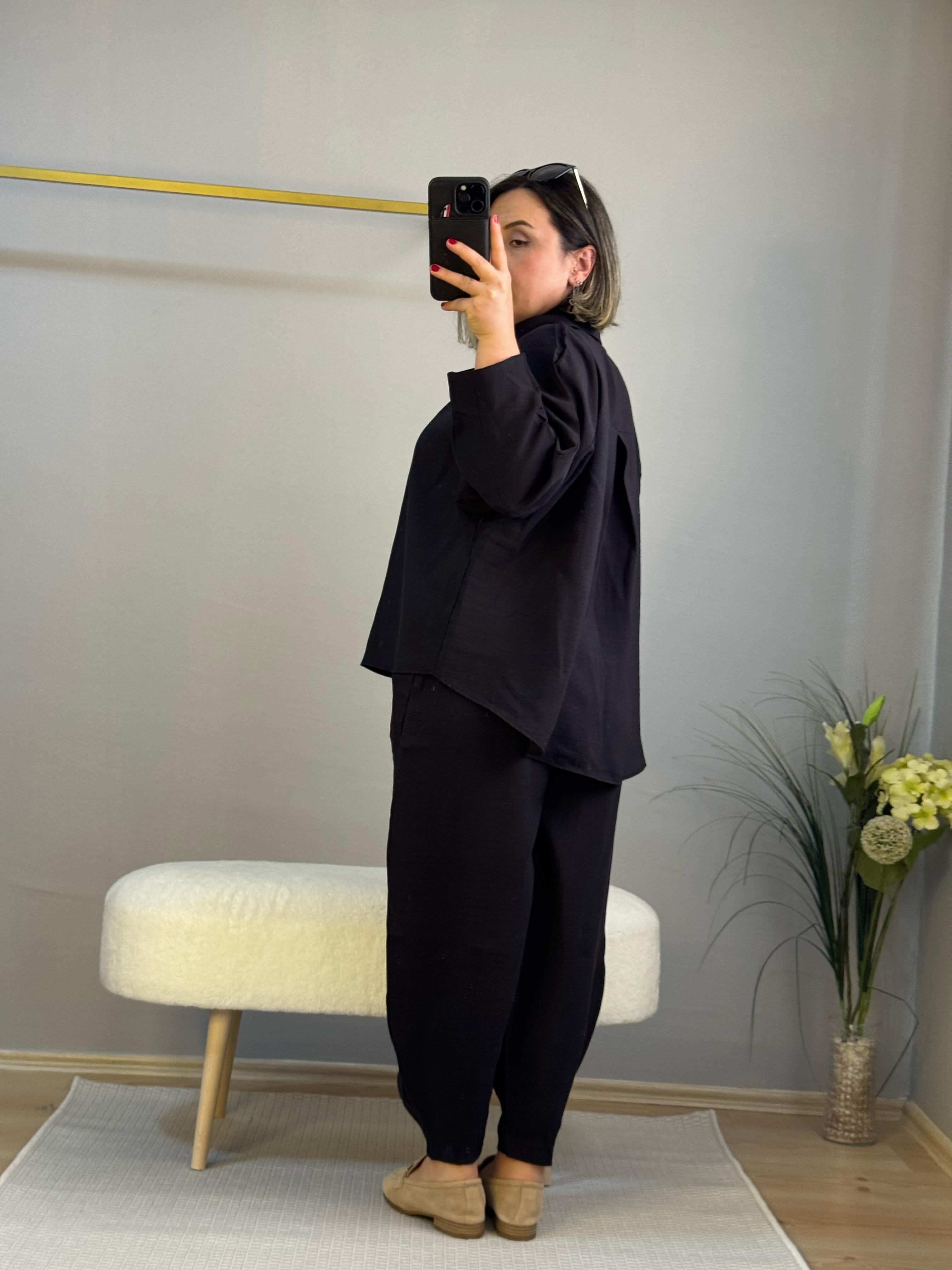 Tencel modal şalvar takım siyah