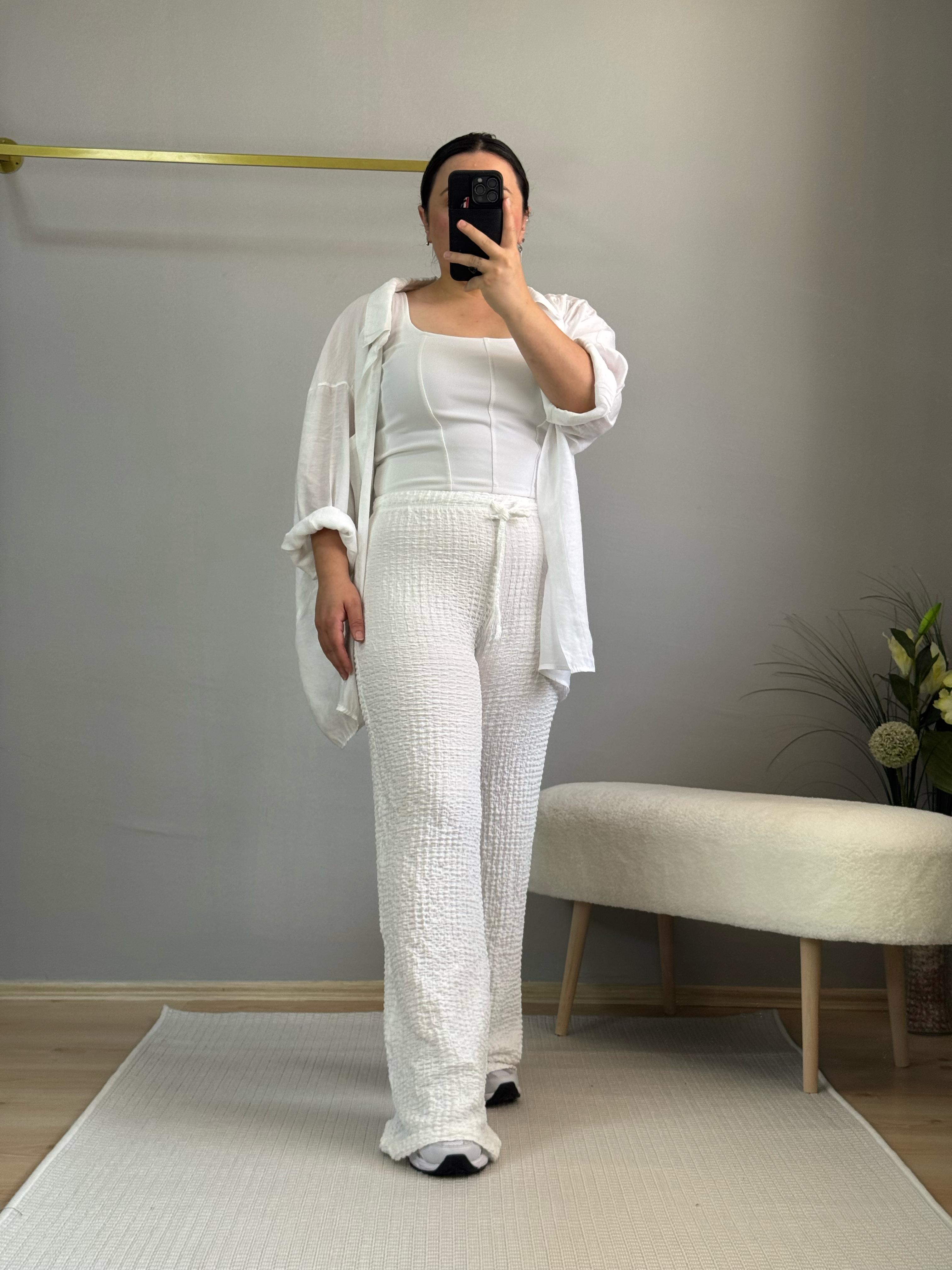 Bubble pantolon beyaz
