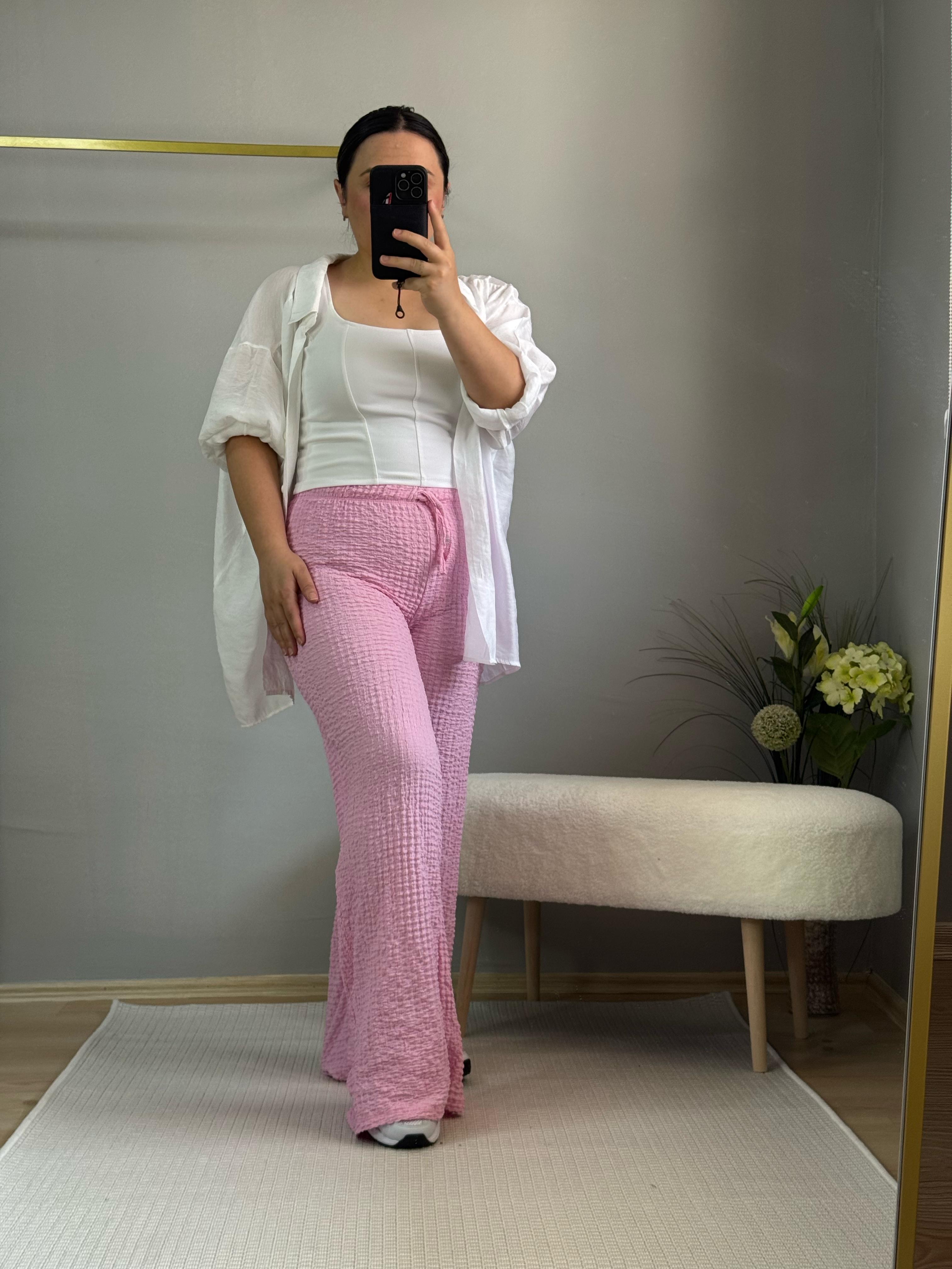 Bubble pantolon pembe