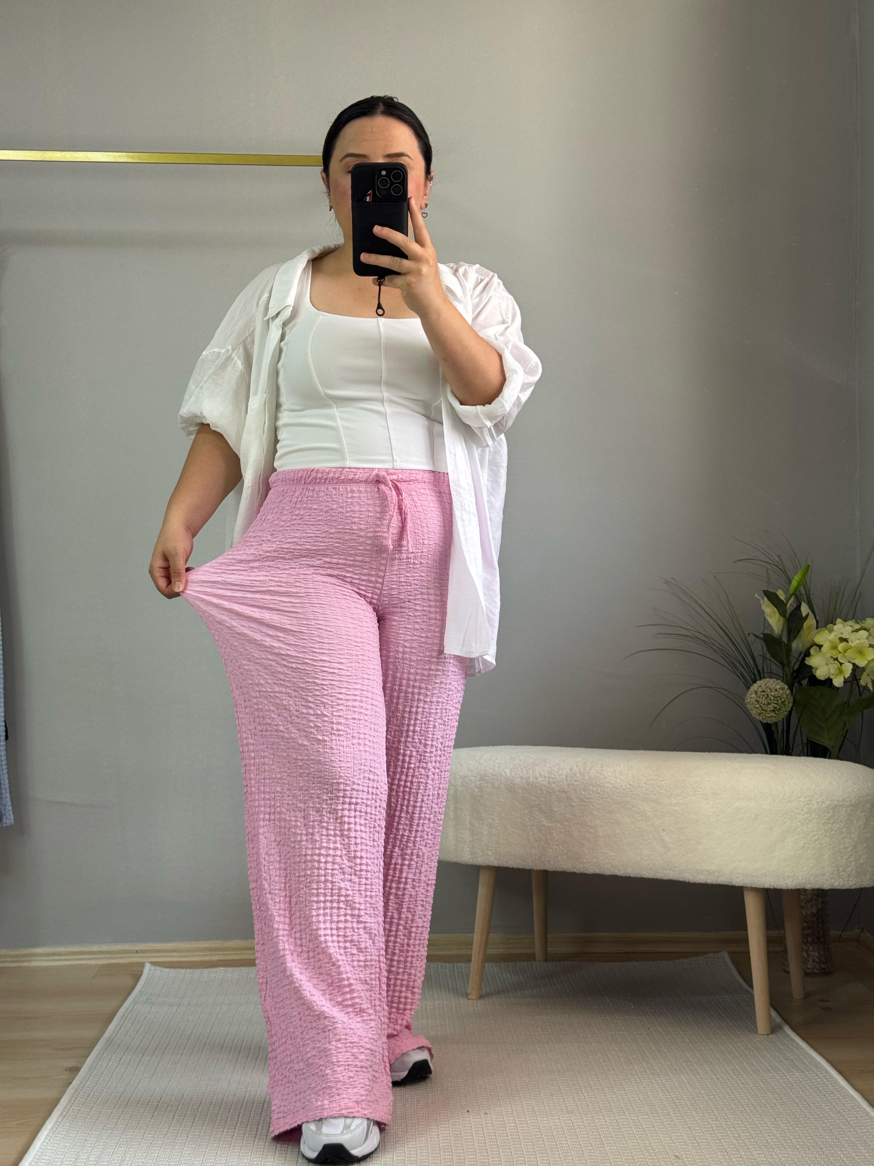Bubble pantolon pembe