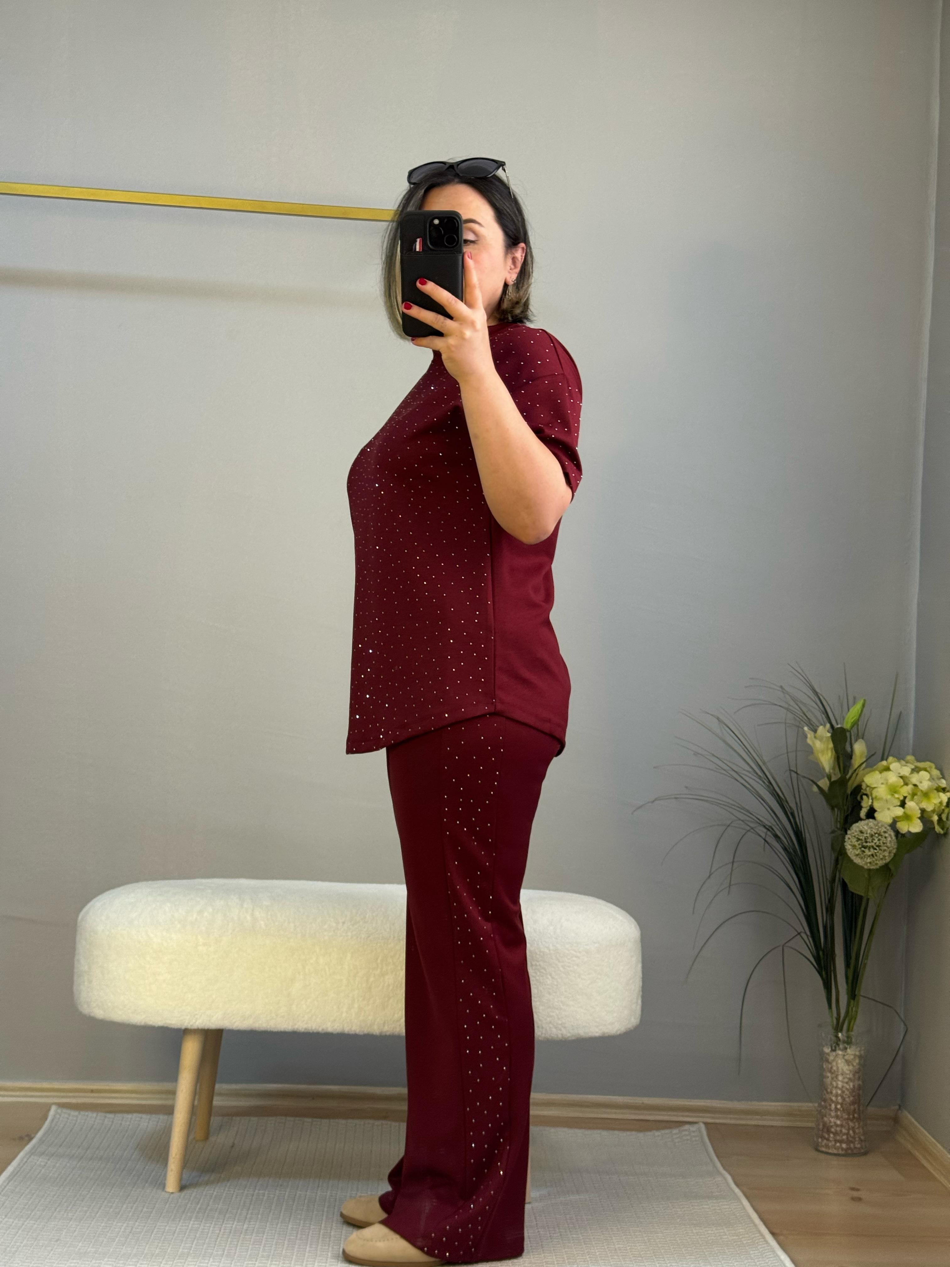 Serpme taş Modal takım bordo