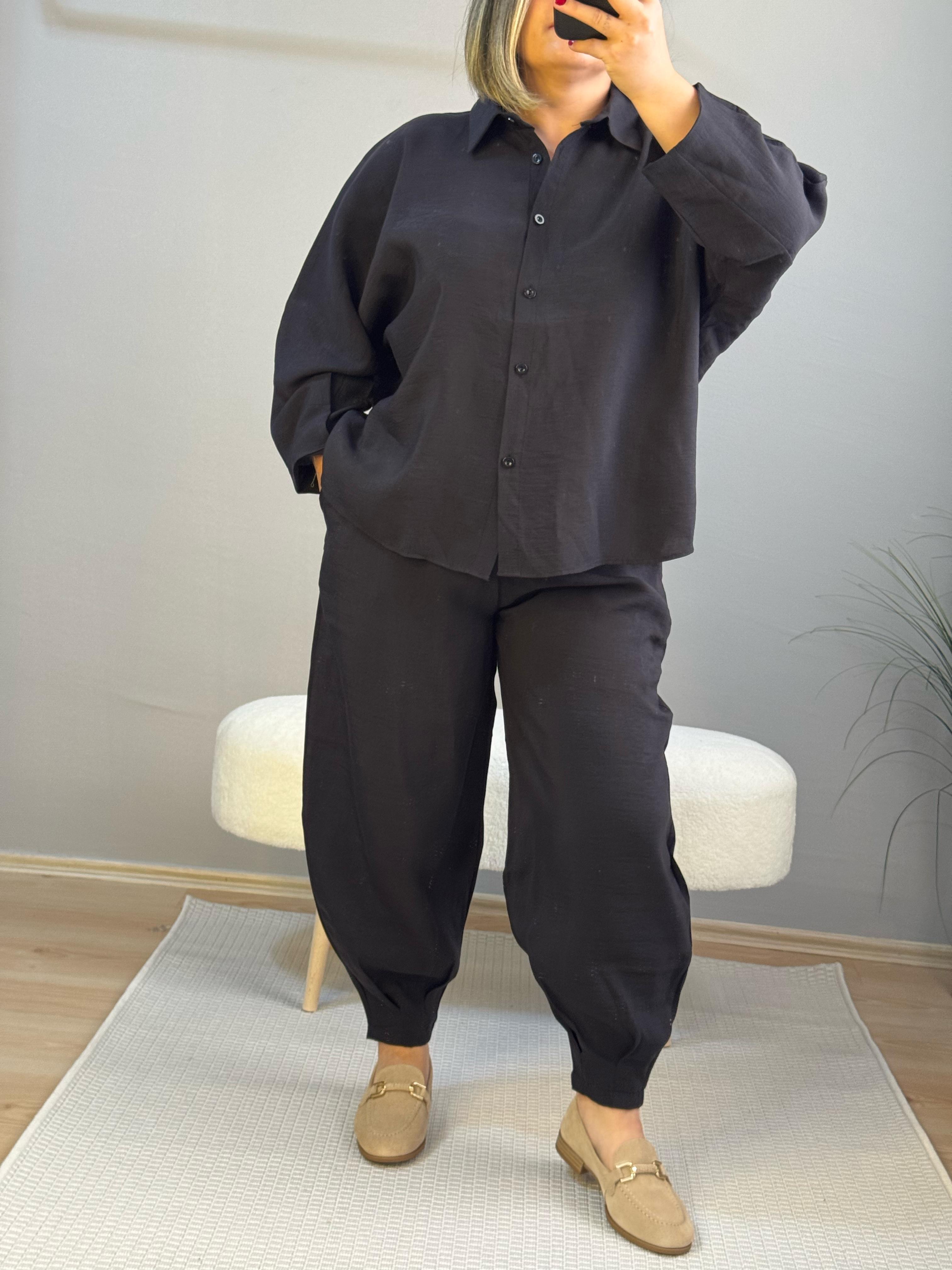 Tencel modal şalvar takım siyah