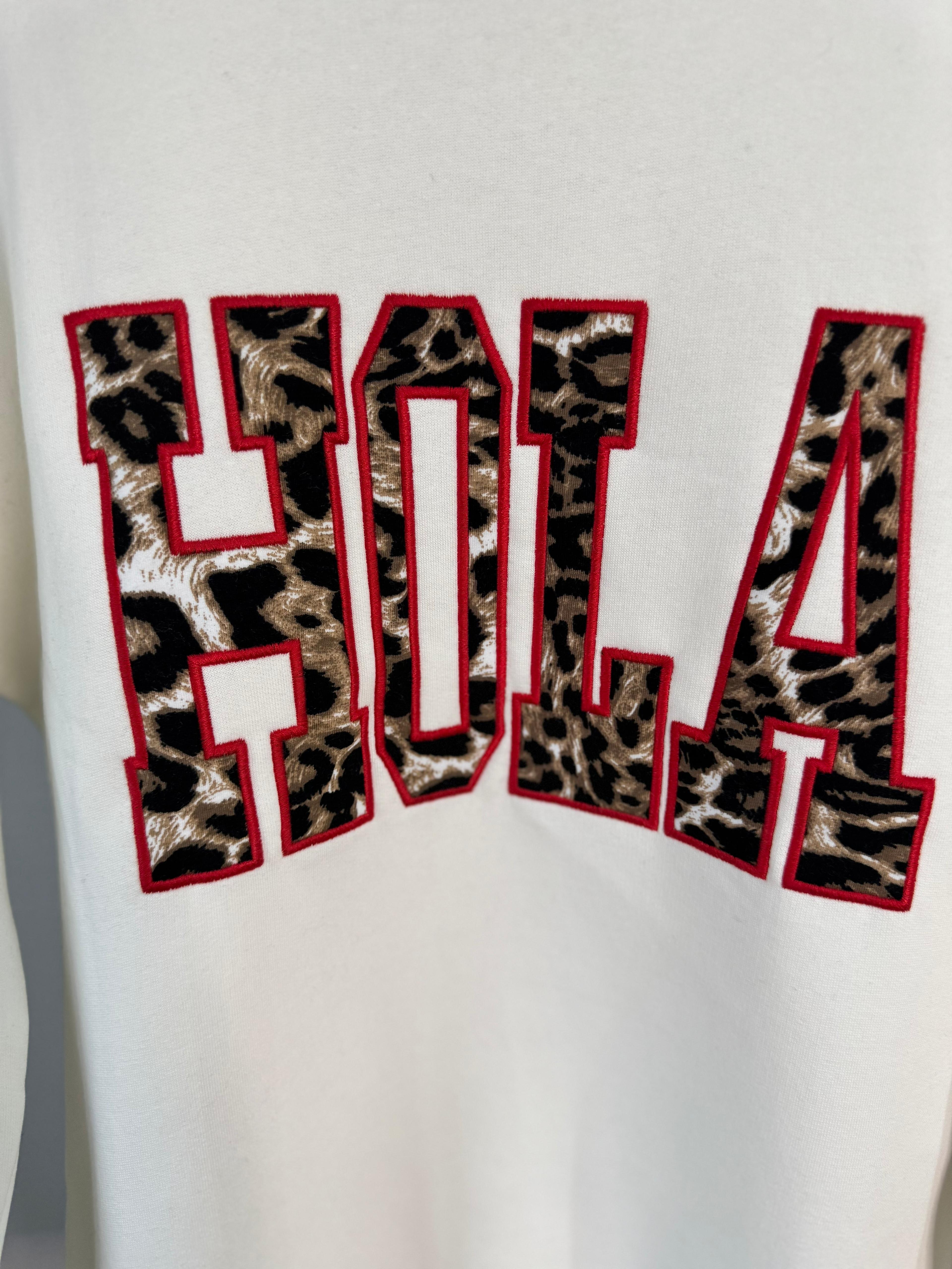 Hola şardonlu sweatshirt beyaz