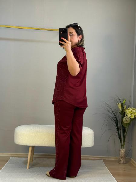 Serpme taş Modal takım bordo