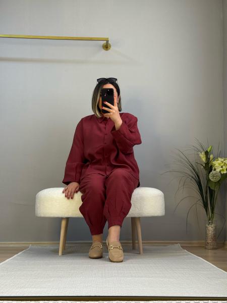 Tencel modal şalvar takım bordo
