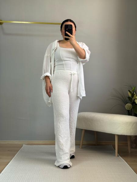 Bubble pantolon beyaz