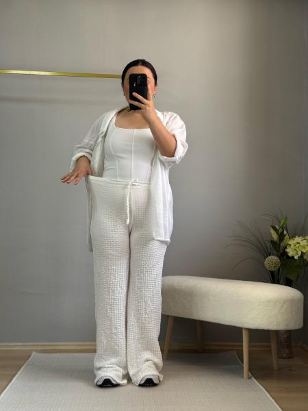 Bubble pantolon beyaz