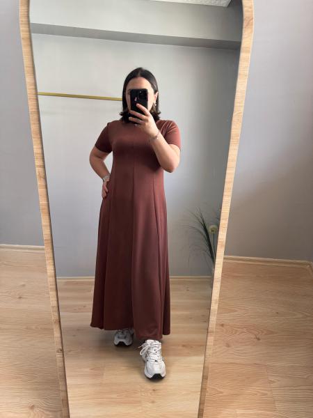 Modal Çan elbise açık kahve
