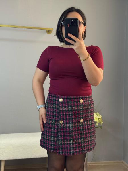 Kayık yaka Buzzy tişört bordo