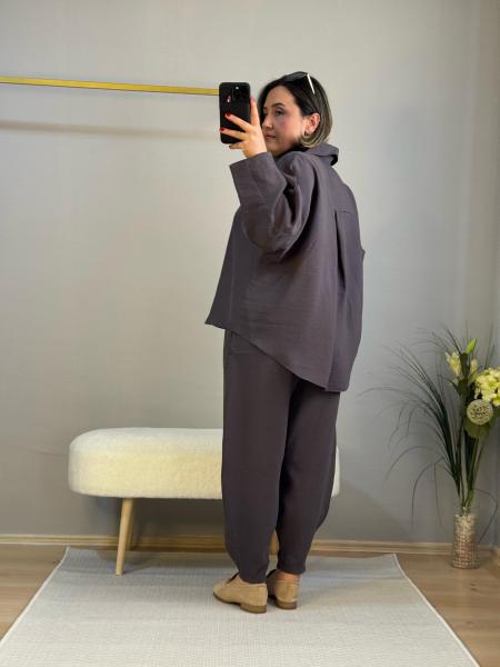Tencel modal şalvar takım antrasit