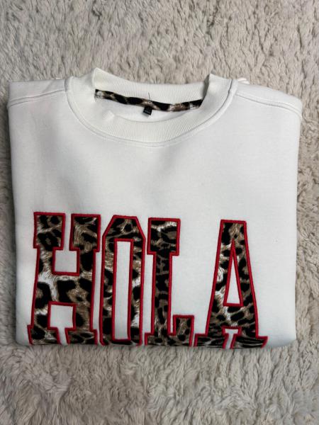 Hola şardonlu sweatshirt beyaz