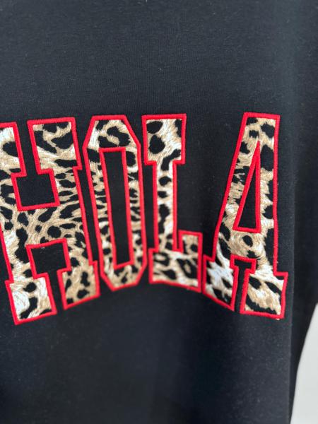 Hola şardonlu sweatshirt siyah